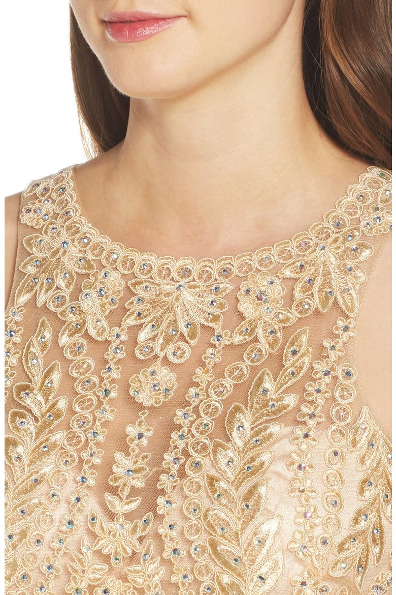 Sean Collecion Embellished Gown, Alternate, color, CHAMPAGNE