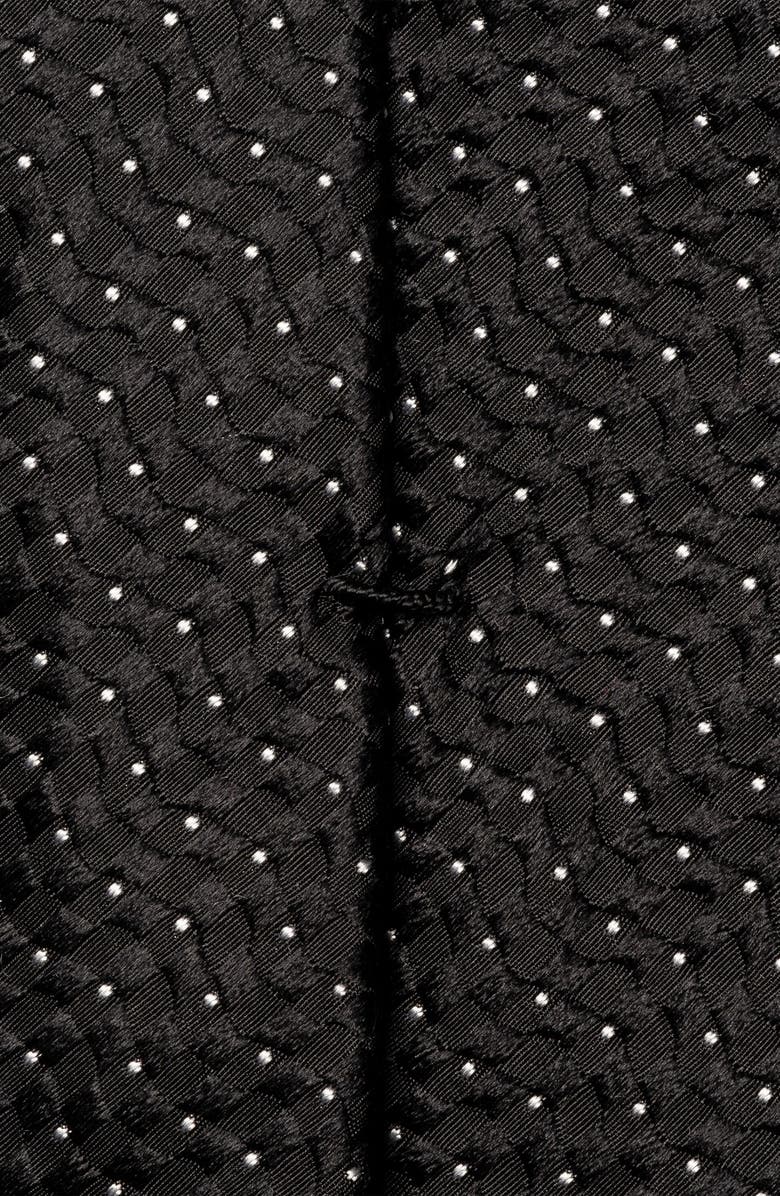 Eton Pin Dot Woven Silk Tie, Alternate, color, Black
