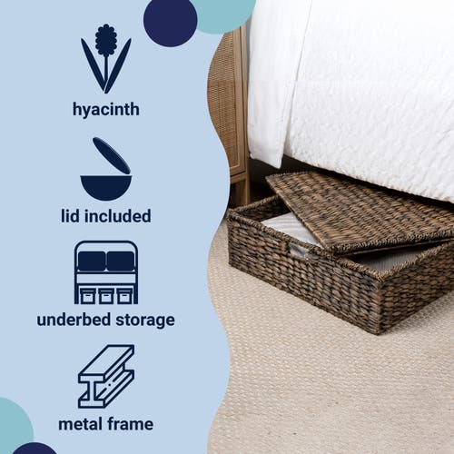 Happimess Holden 30" Classic Costal Hand-woven Hyacinth Wicker Under Bed Storage Basket With Lid In Brown