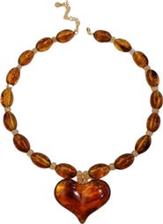 MacRae & Co. Amber Love Heart Pendant Necklace