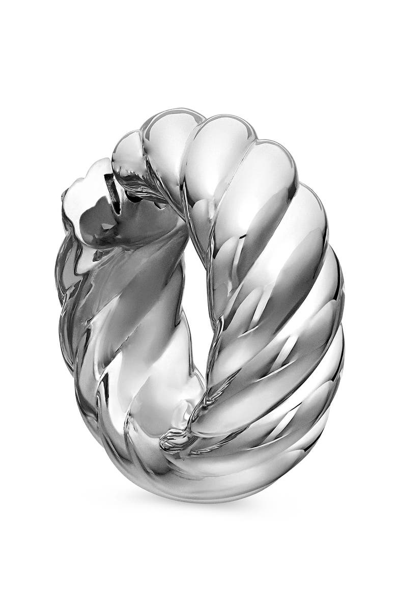 David Yurman Sterling Silver Sculpted Cable Hoop Earrings, Alternate, color, Sterling Silver