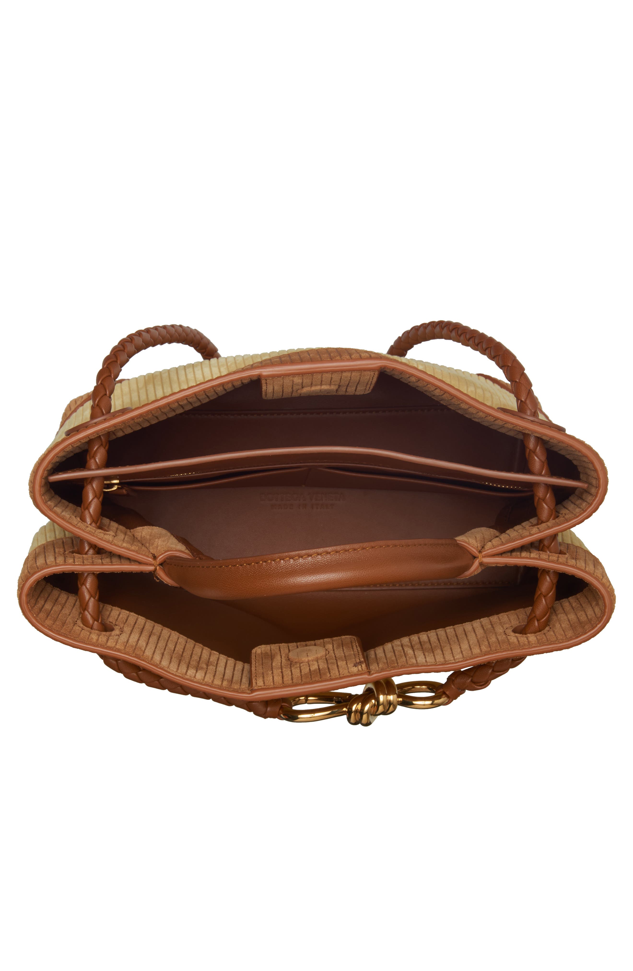 Bottega Veneta Small Andiamo Corduroy & Suede Top Handle Bag, Alternate, color, 9310 Butter/ Amber-Mb