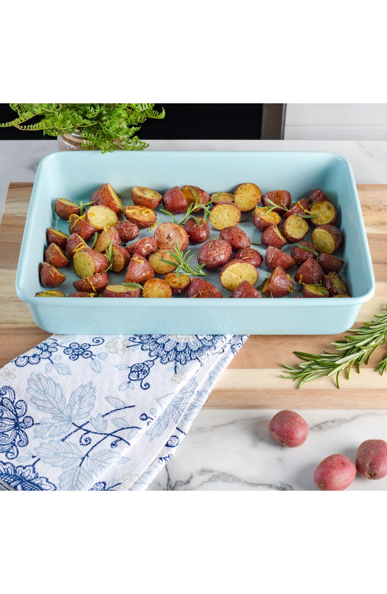 Martha Stewart Everyday 9in x 13in Carbon Steel Nonstick Rectangular Baking Pan, Alternate, color, Turquoise