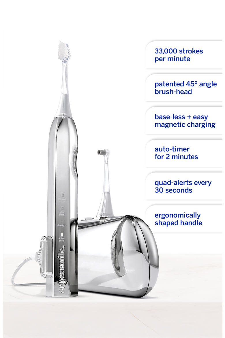 Zina45 Sonic Pulse Toothbrush + travel case, Alternate, color, Chromse Silver