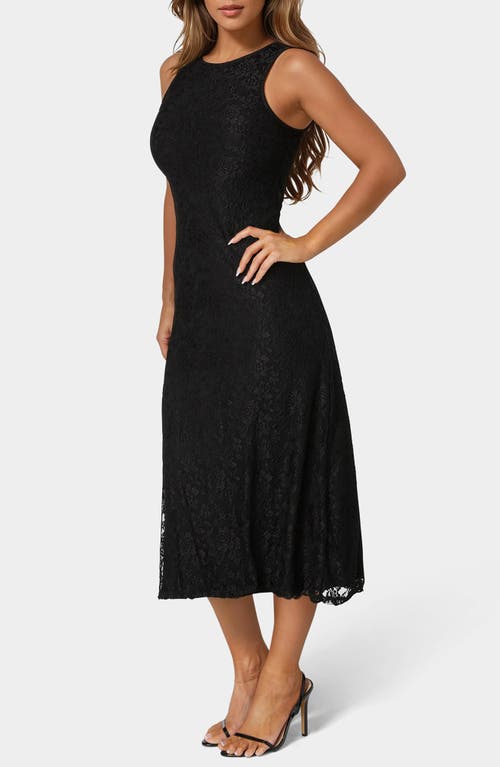 Bebe Sleeveless Lace A-line Midi Dress In Black