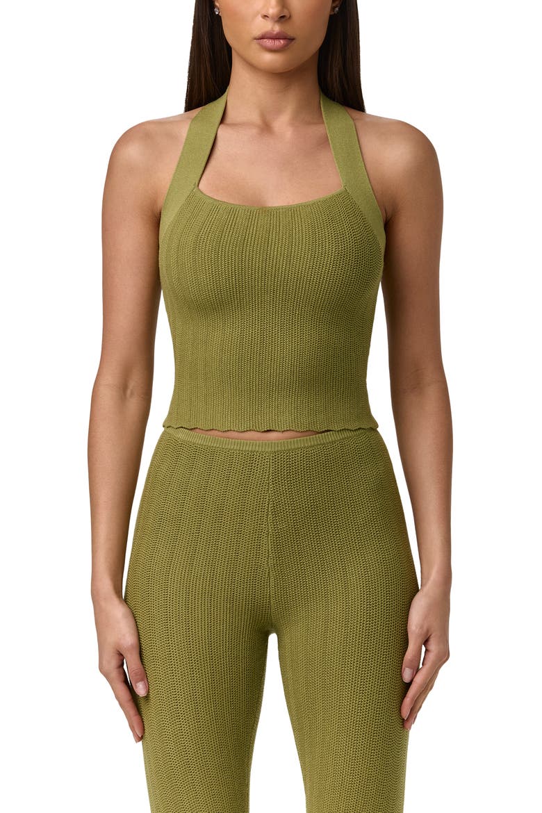 Crop Knit Halter Top, Main, color, SAGE