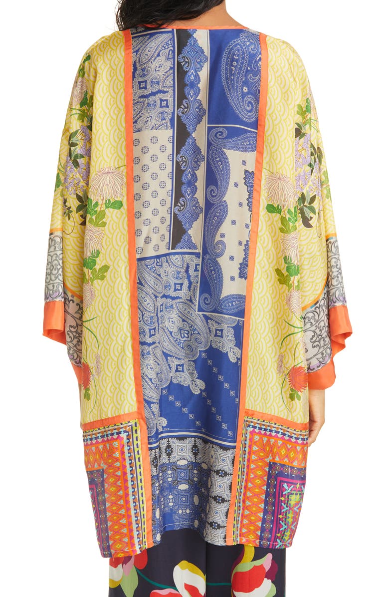 Johnny Was Arden Mixed Print Silk Tunic Top, Alternate, color, 