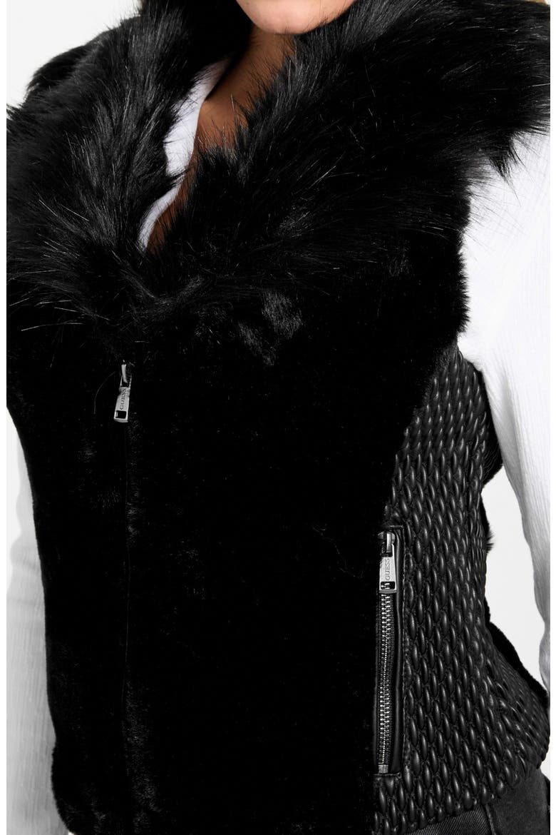 Amari Mixed Media Faux Fur Vest, Alternate, color, DARK
