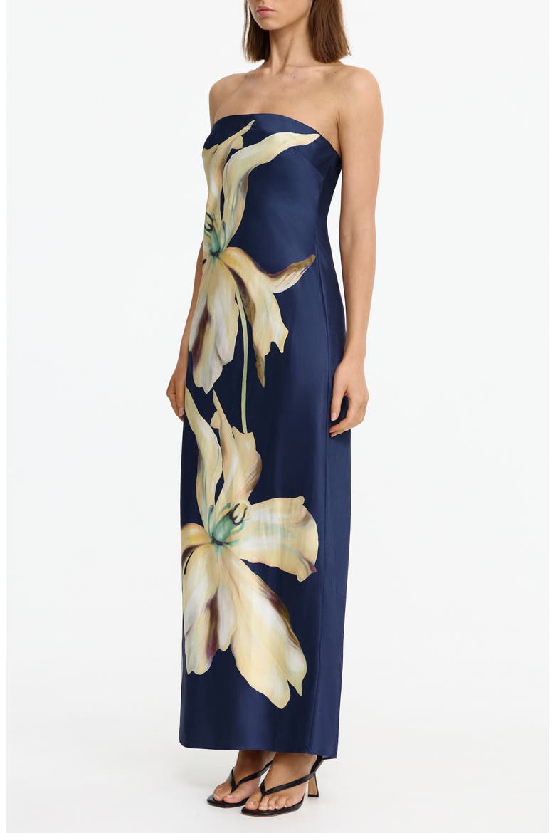 Mora Floral Print Strapless Dress, Alternate, color, MIDNIGHT LILIUM