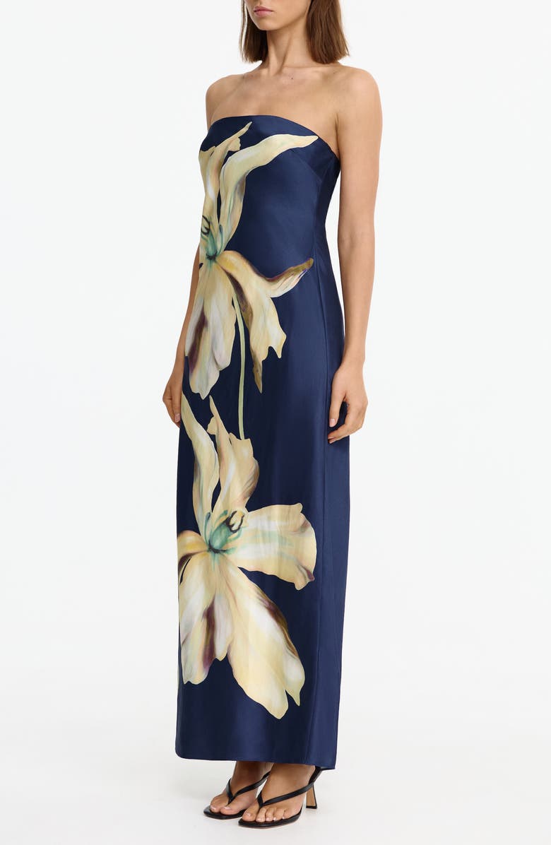 Significant Other Mora Floral Print Strapless Dress, Alternate, color, Midnight Lilium