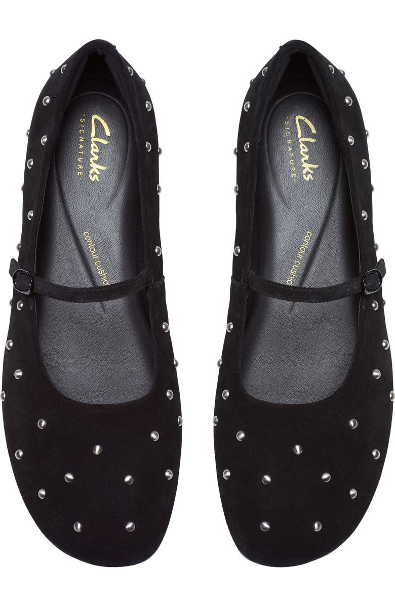 Clarks<sup>®</sup> Livia Stud Mary Jane Flat, Alternate, color, Black Suede