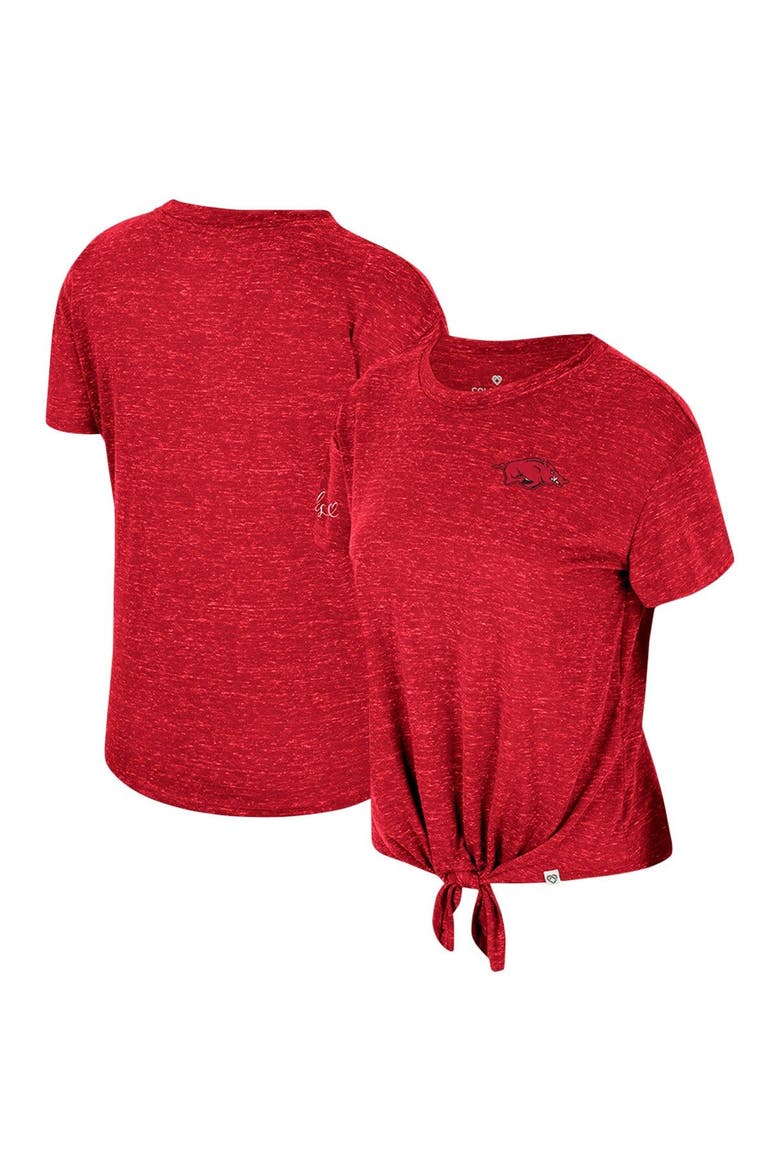 Women's Colosseum Cardinal Arkansas Razorbacks Finalists Tie-Front T-Shirt, Main, color, Cardinal