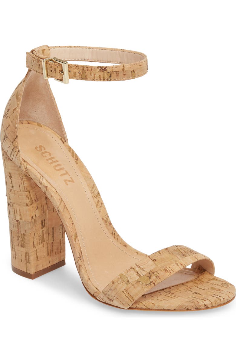 Schutz Enida Sandal, Main, color, Cork