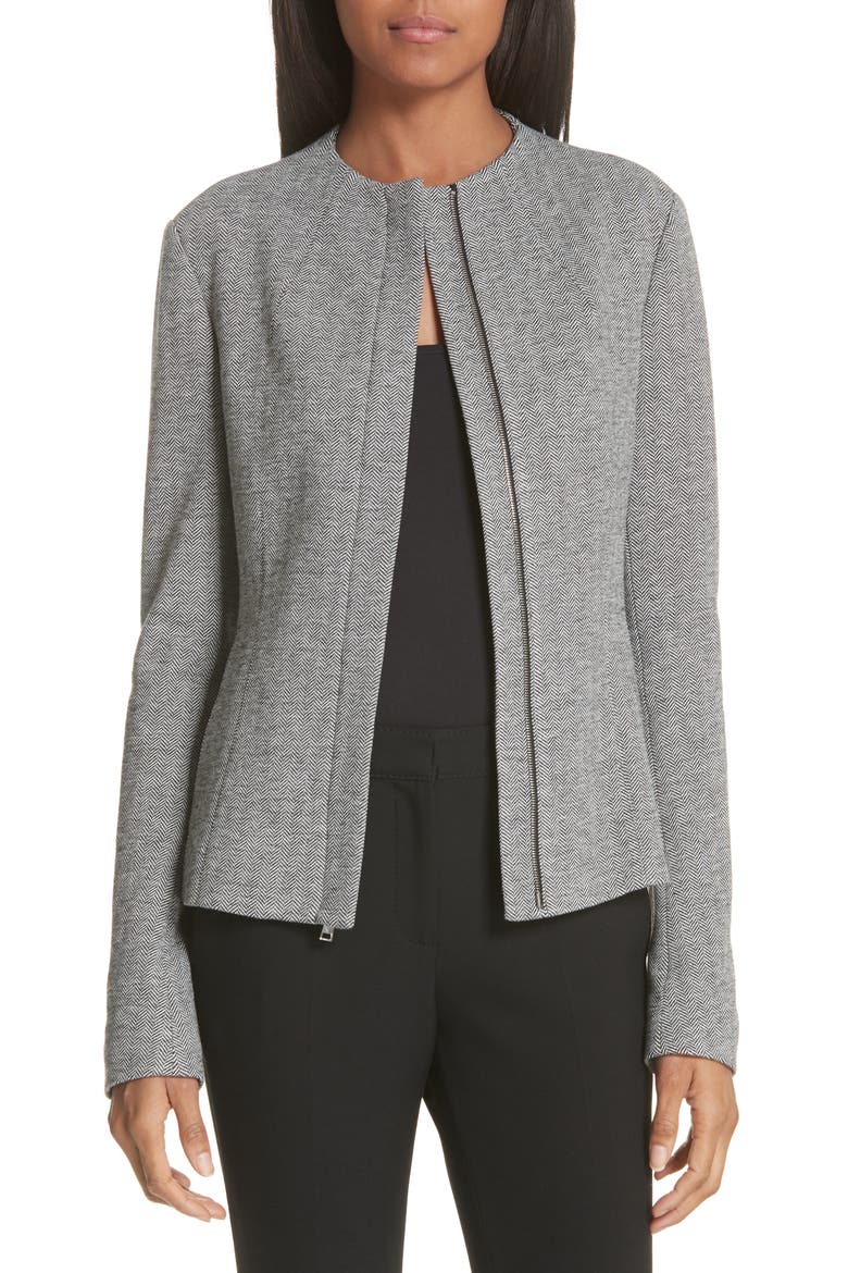 Sculpted Chevron Jacket, Main, color, BLACK MULTI