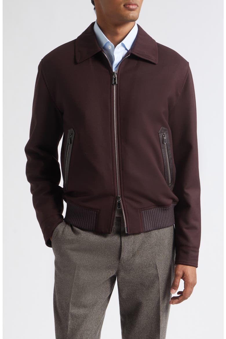 Aviator Scuba Stretch Wool Jacket, Main, color, PURPLE 280