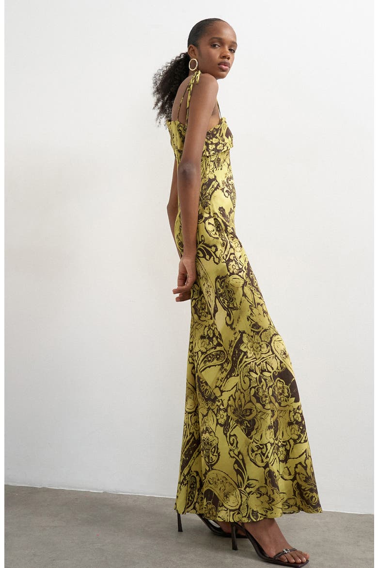 Paisley Satin Maxi Dress, Alternate, color, YELLOW