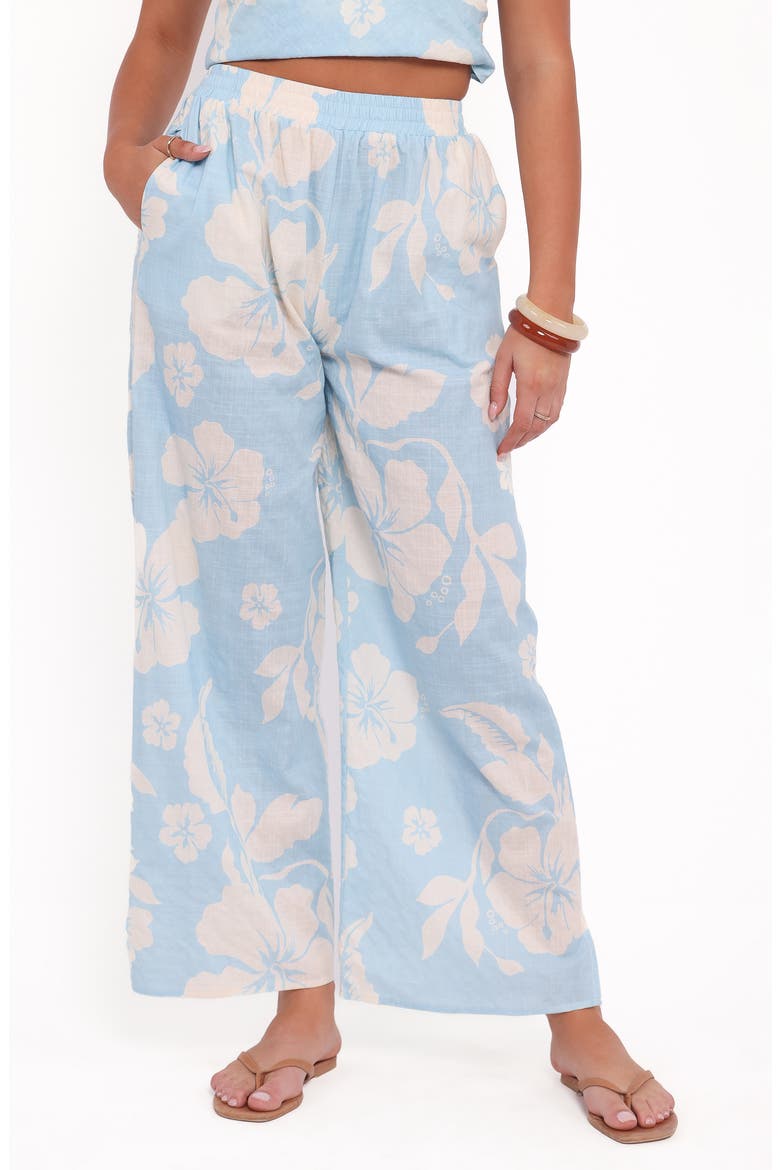 Lourdes Wide Leg Pants, Main, color, BLUE HIBISCUS
