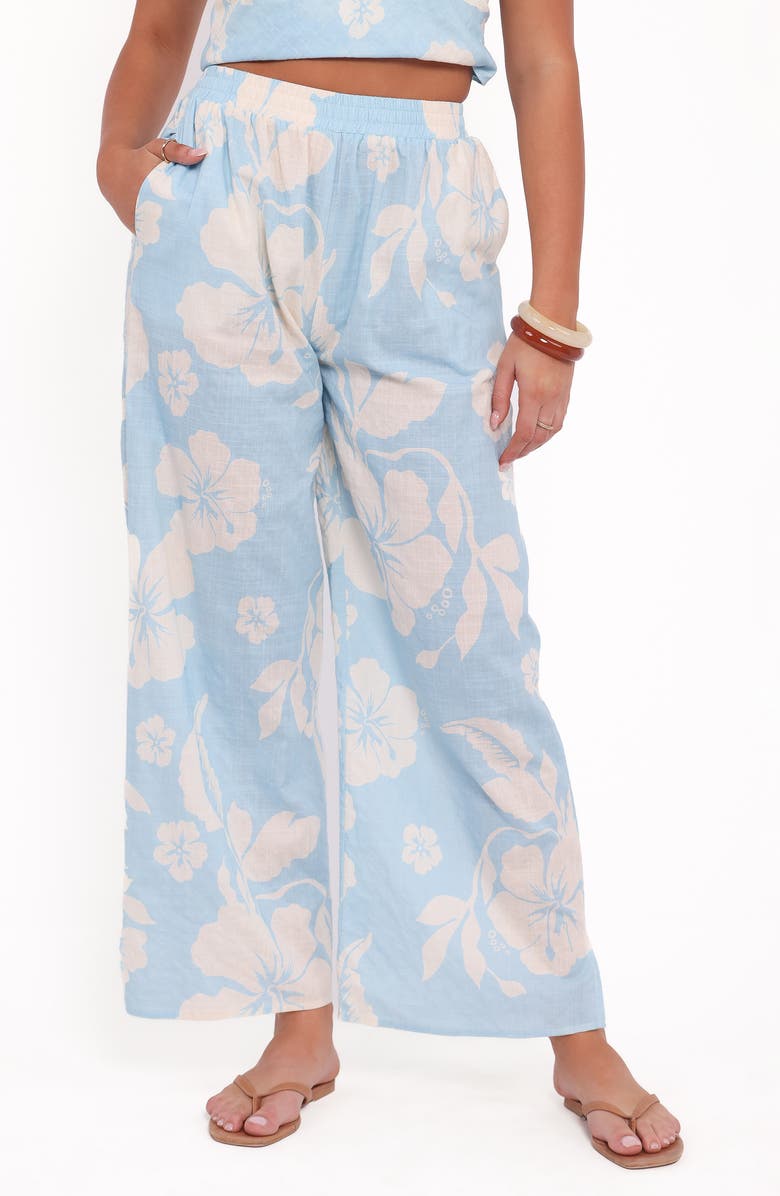 Petal & Pup Lourdes Wide Leg Pants, Main, color, Blue Hibiscus