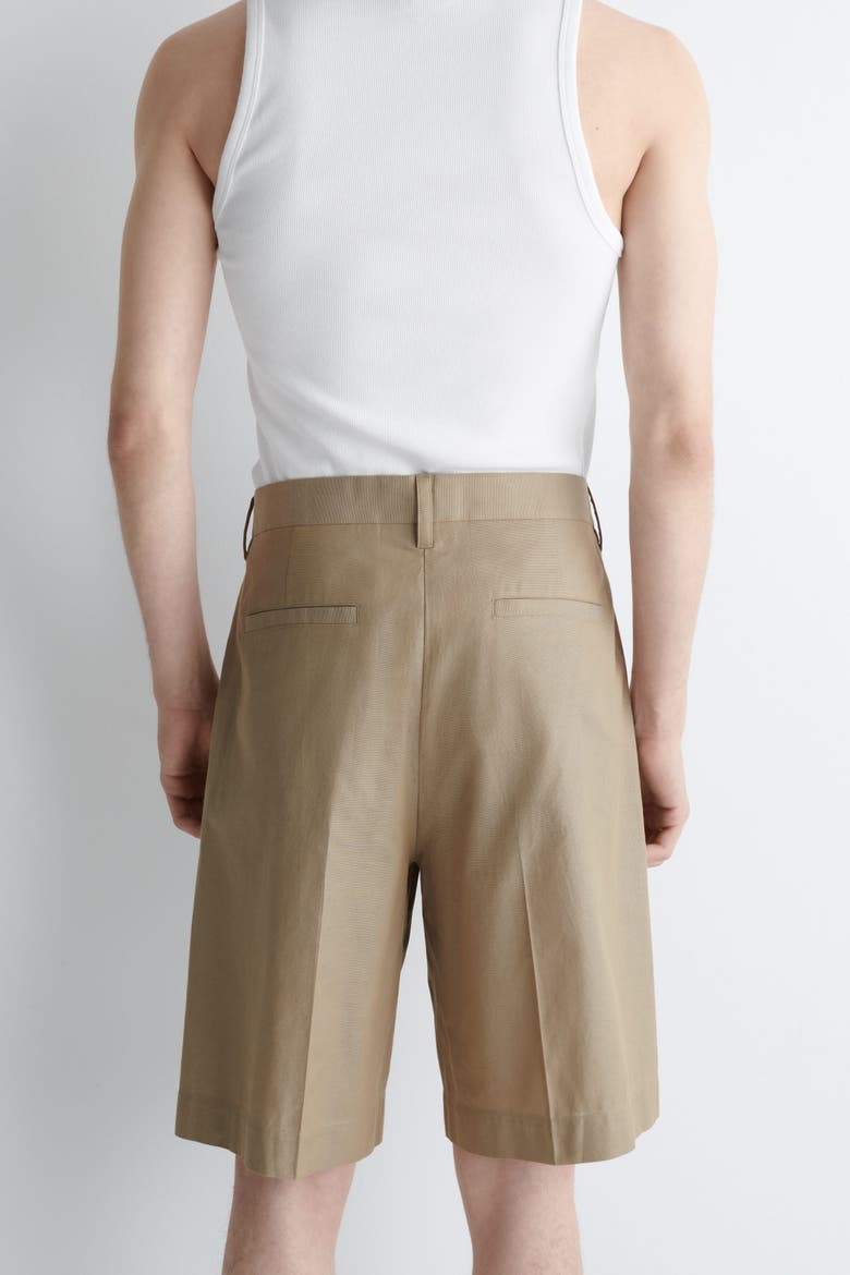 Tailored Textured Cotton Shorts, Alternate, color, BEIGE