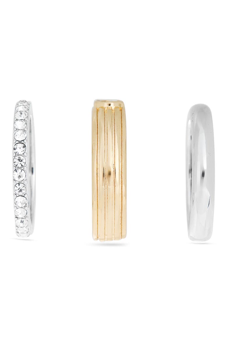 Set of 3 Cubic Zirconia Stackable Rings, Alternate, color, CLEAR- GOLD- SILVER