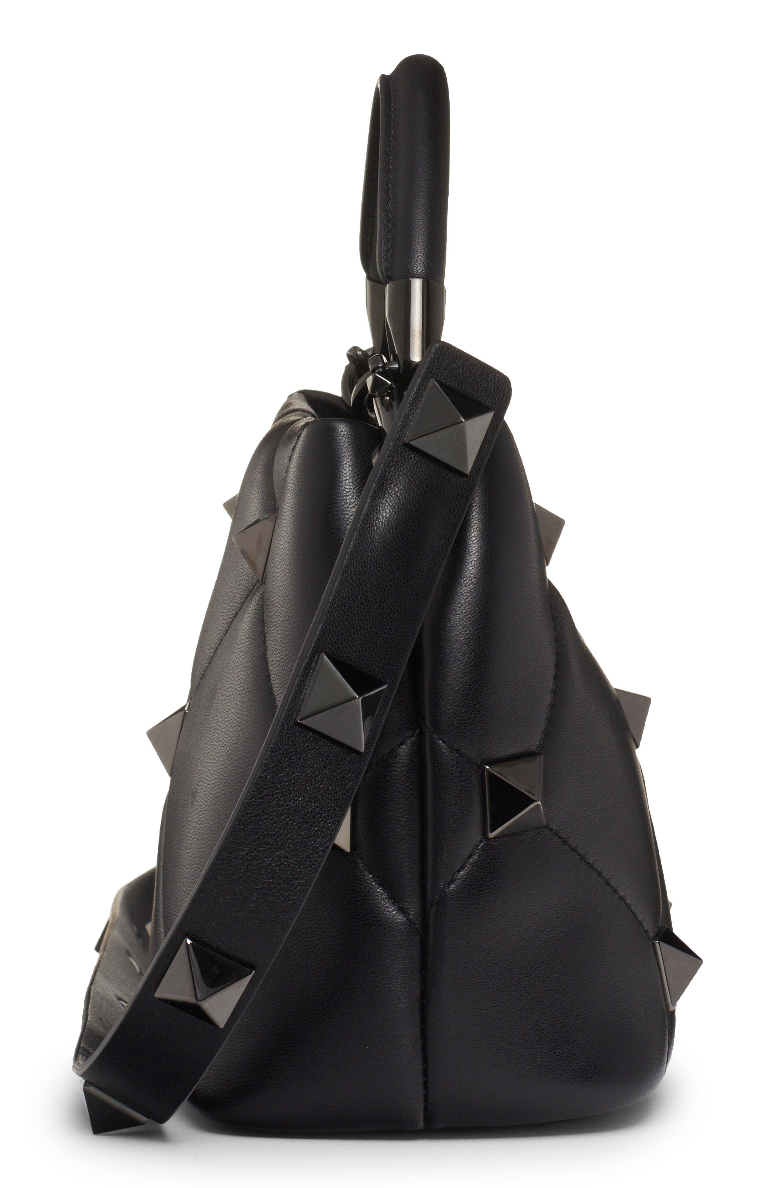 Valentino Garavani Small Roman Stud Quilted Leather Top Handle Bag, Alternate, color, 