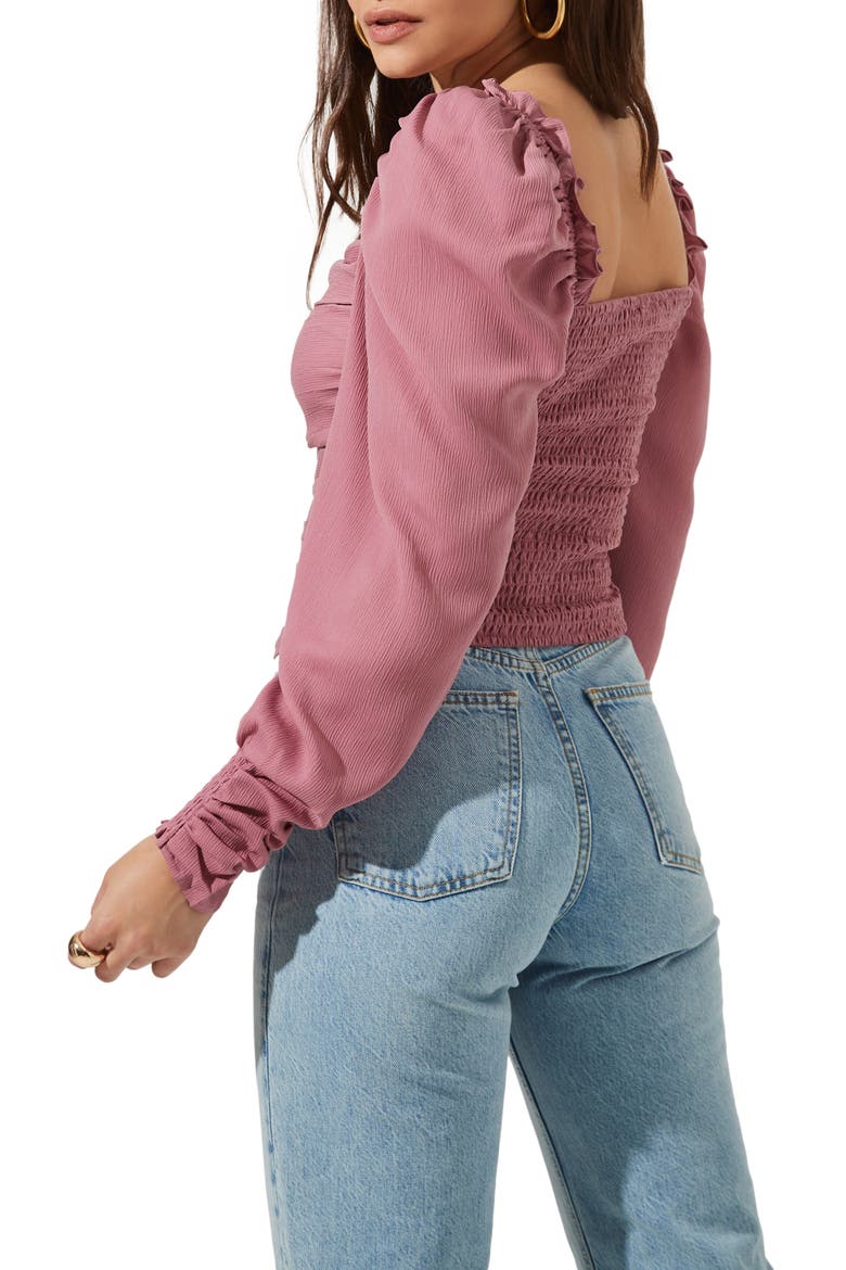 Square Neck Puff Sleeve Top, Alternate, color, PINK