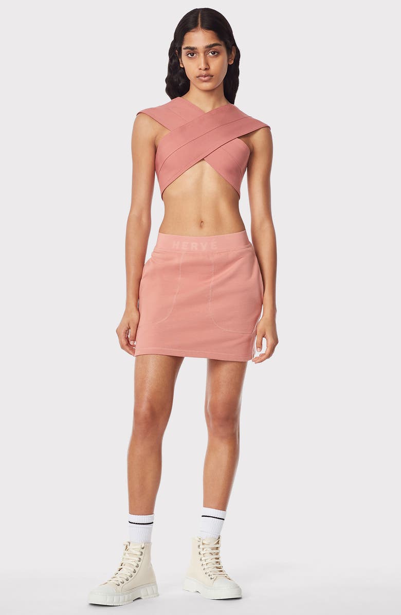 HERVE BY HERVE LEGER Crossover Bandage Knit Body-Con Bra, Alternate, color, 