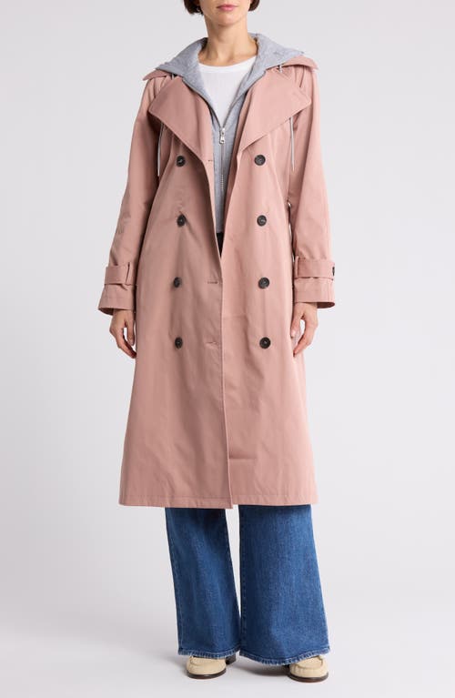 Shop Avec Les Filles Double Breasted Hoodie Trench Coat In Woodrose