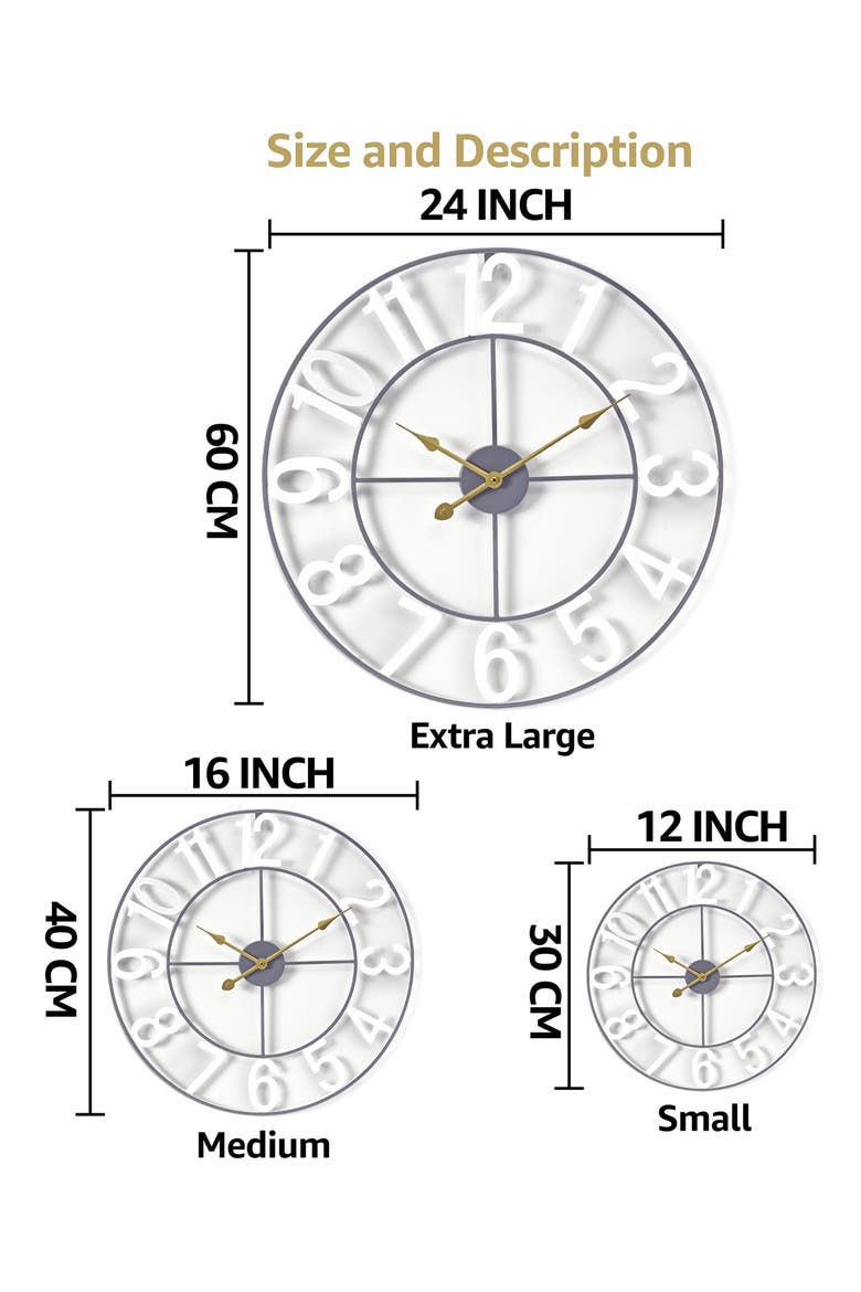 16-Inch Numeral Wall Clock, Alternate, color, WHITE