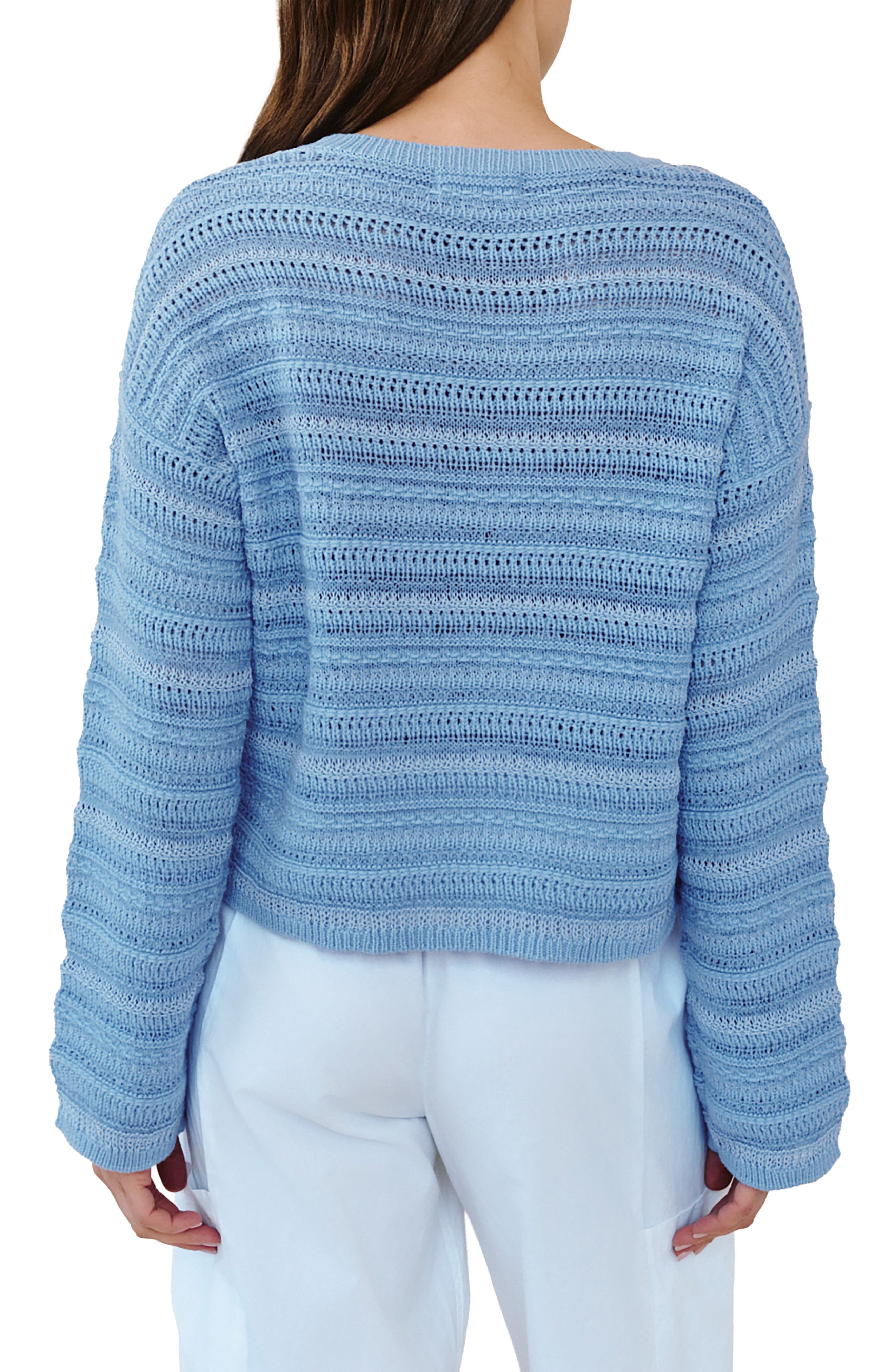 Textured Stripe Crewneck Sweater - image 2
