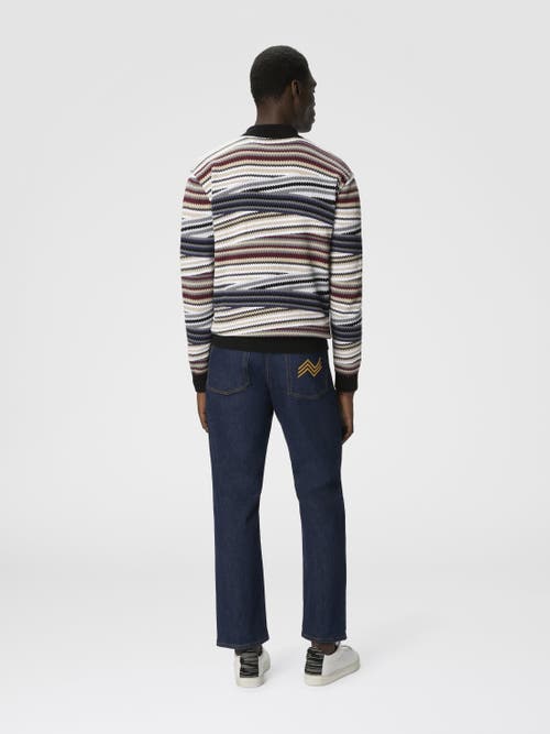 Missoni Long Sleeve Polo With Zip And Striped Zigzag Pattern In Multi