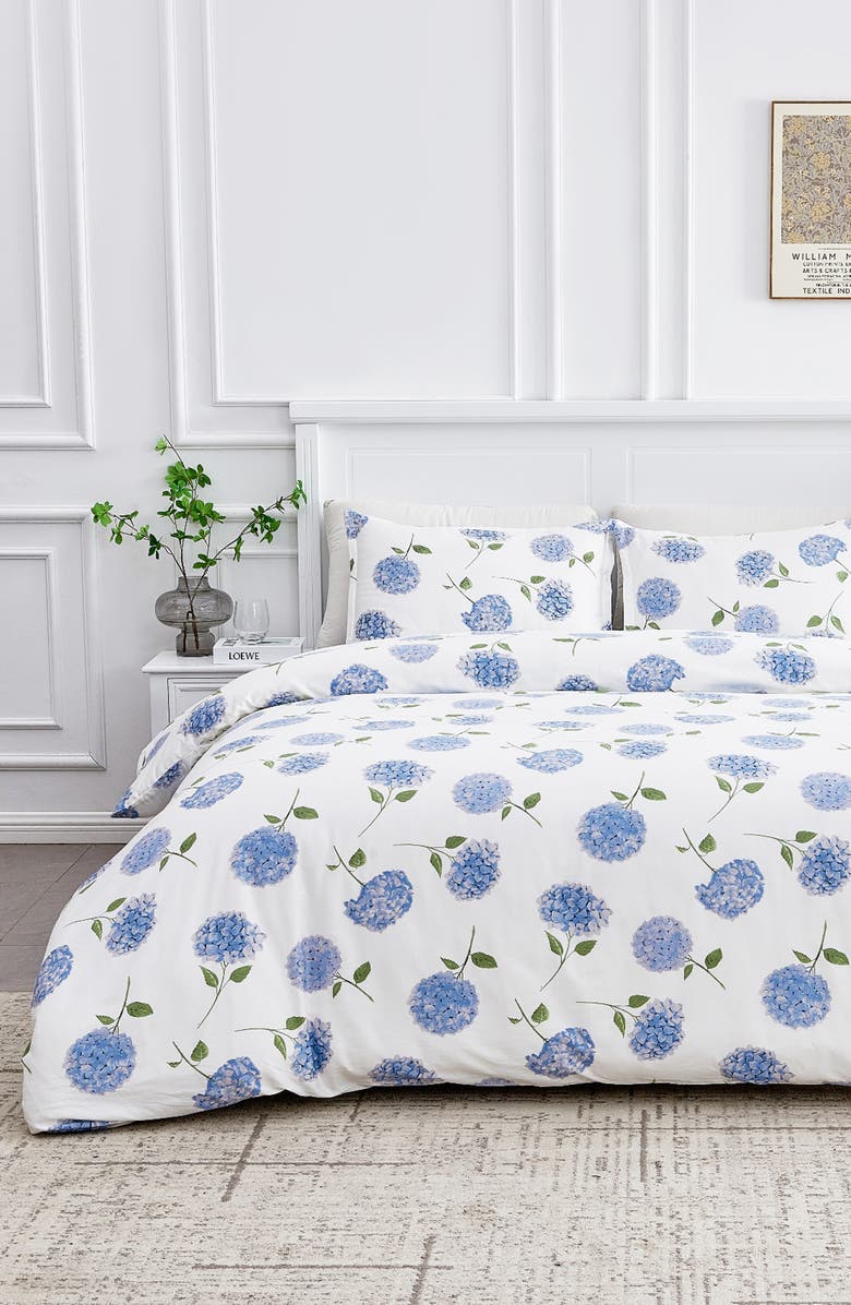 MELANGE HOME Hydrangea 400 Thread Count Cotton Duvet Set, Alternate, color, Blue