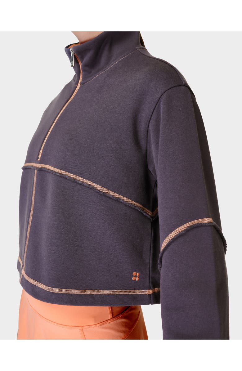 Sweaty Betty Revive Half Zip Crop Sweatshirt, Alternate, color, Urban Grey