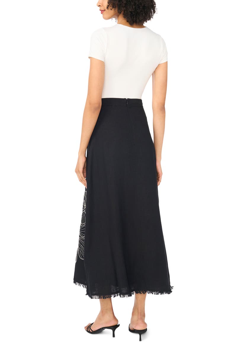 Placed Embroidered Floral Skirt, Alternate, color, RICH BLACK