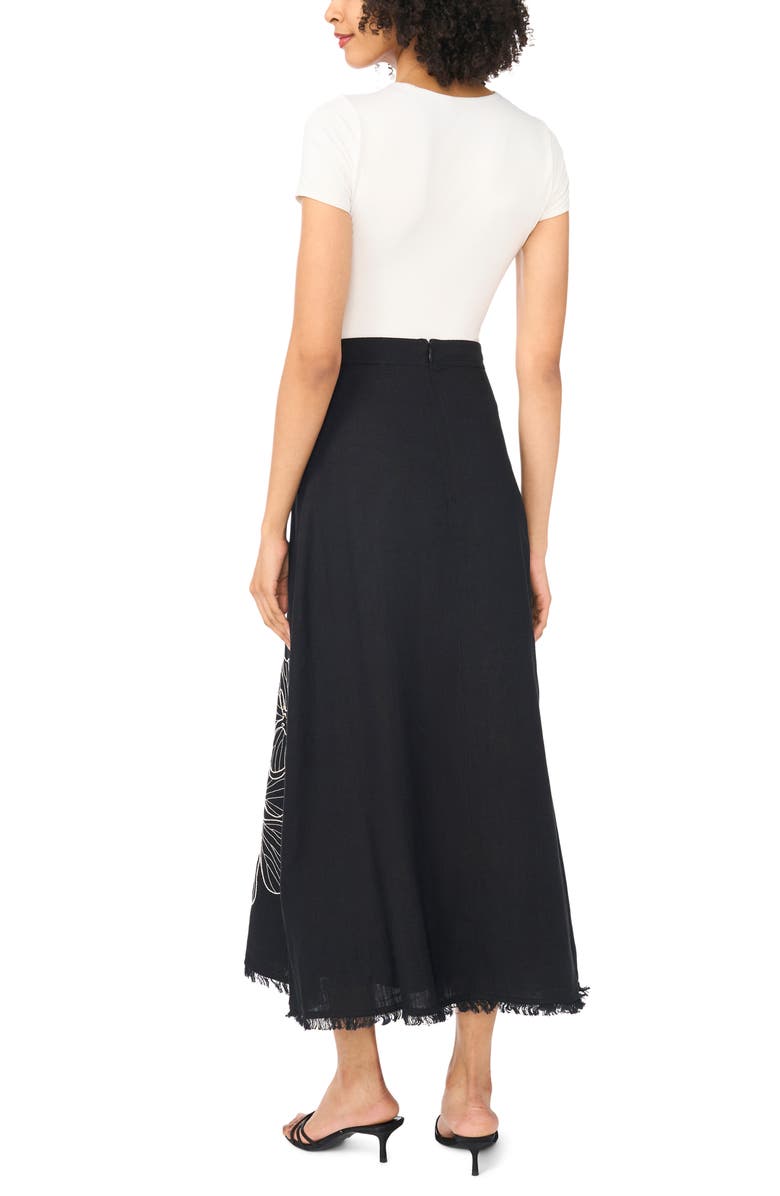 Vince Camuto Placed Embroidered Floral Skirt, Alternate, color, Rich Black