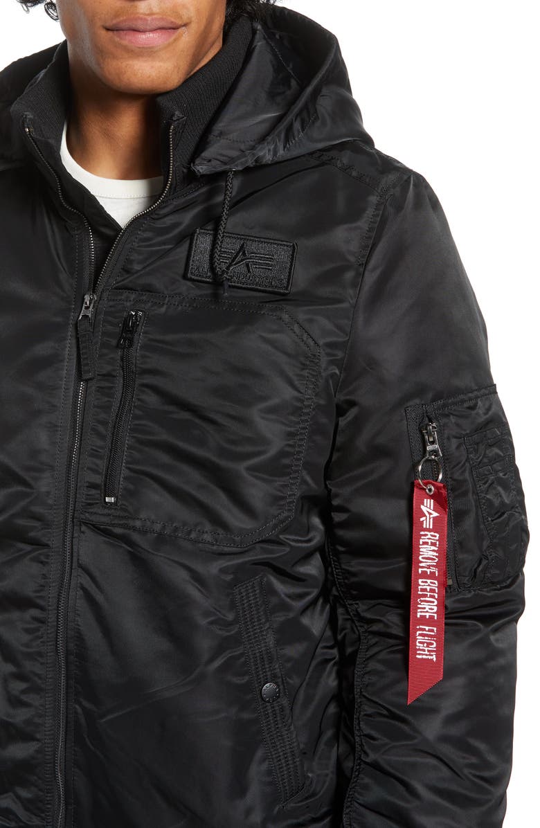 Alpha Industries MA-1 Hooded Water Resistant Bomber Jacket, Alternate, color,