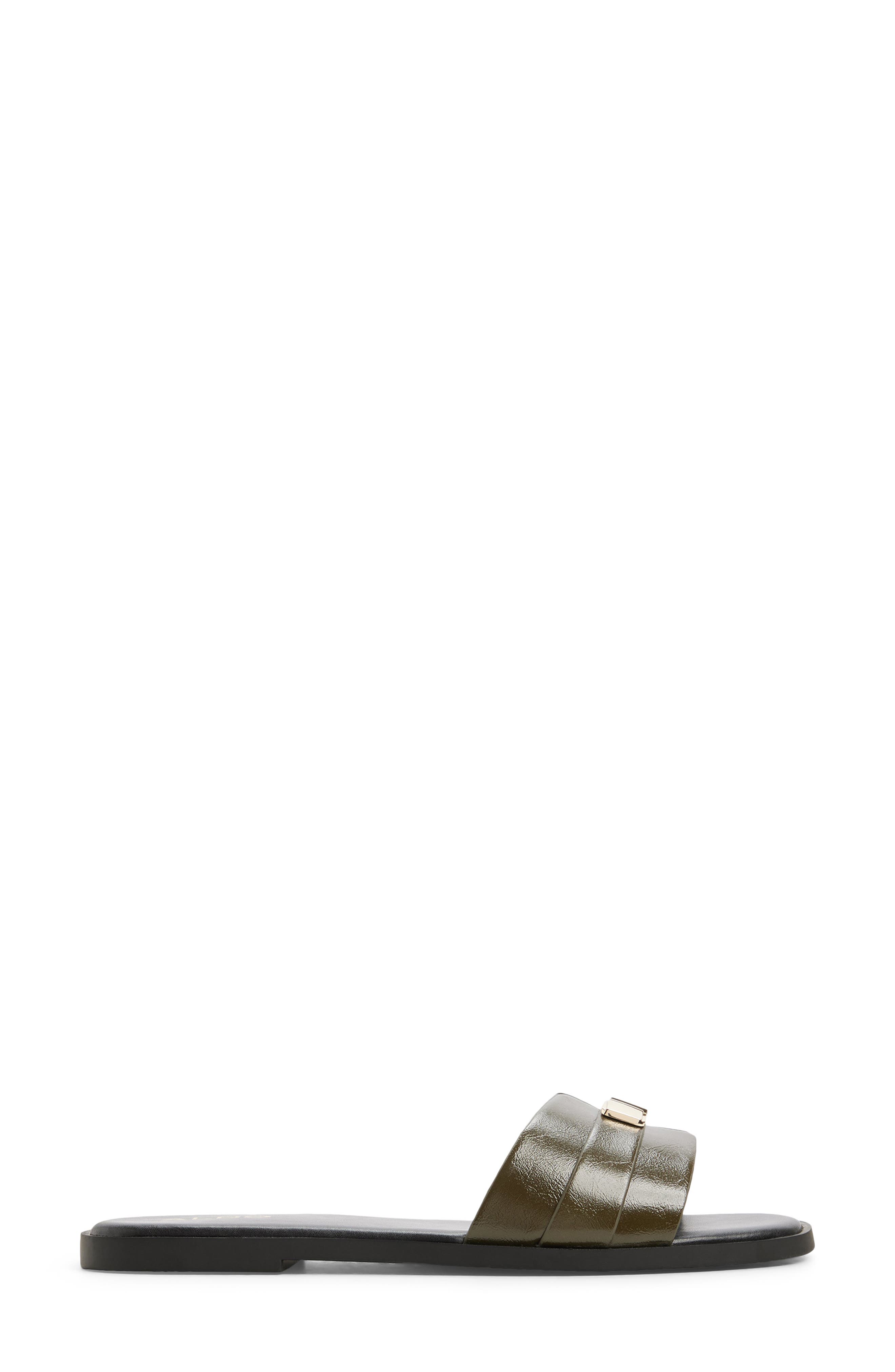 Emersynn Faux Leather Slide Sandal, Alternate, color, FOREST NIGHT CRINKLE