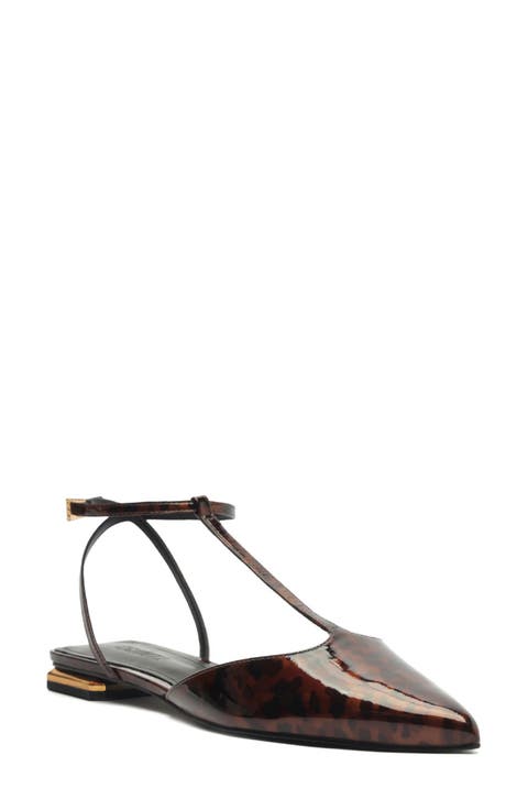 Allure Pointed Toe T-Strap Flat (Women)