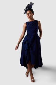 Coast Crepe Low Back Ruffle Dress