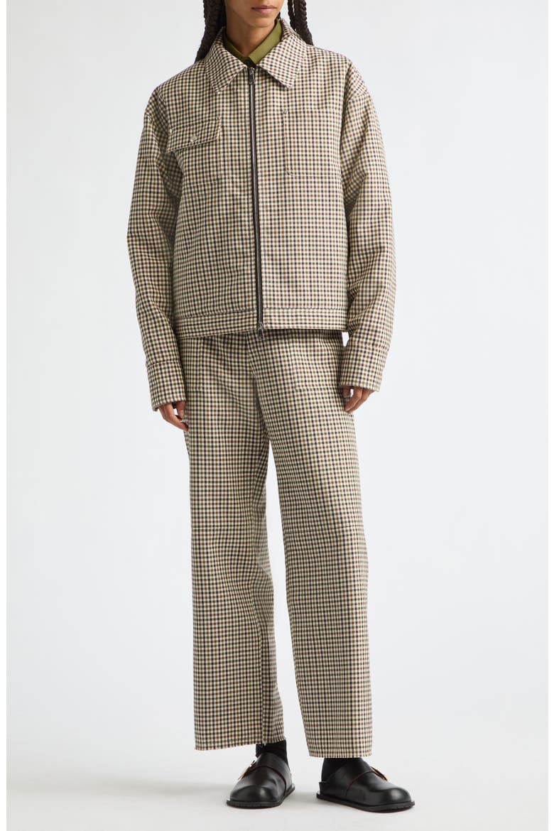 Check Wool Blend Jacket, Alternate, color, BLACK/ CREAM CHECK
