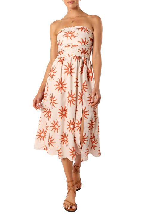 Strapless High Waist Mid Length-Dress