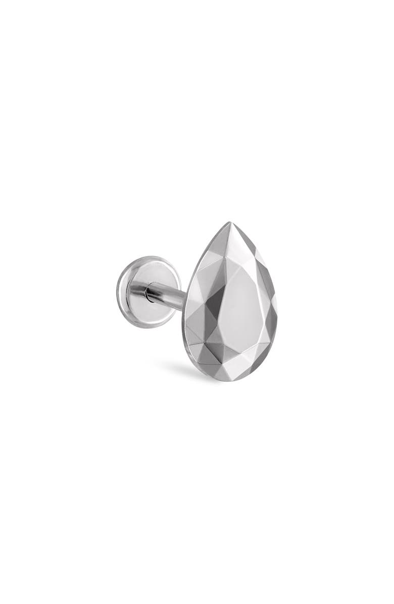 MARIA TASH Faceted Pear Single Threaded Stud Earring, Main, color, White Gold