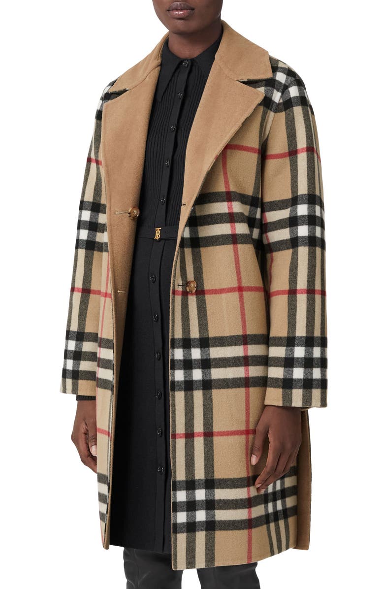 Burberry Reversible Check Double Face Wool Coat, Alternate, color,
