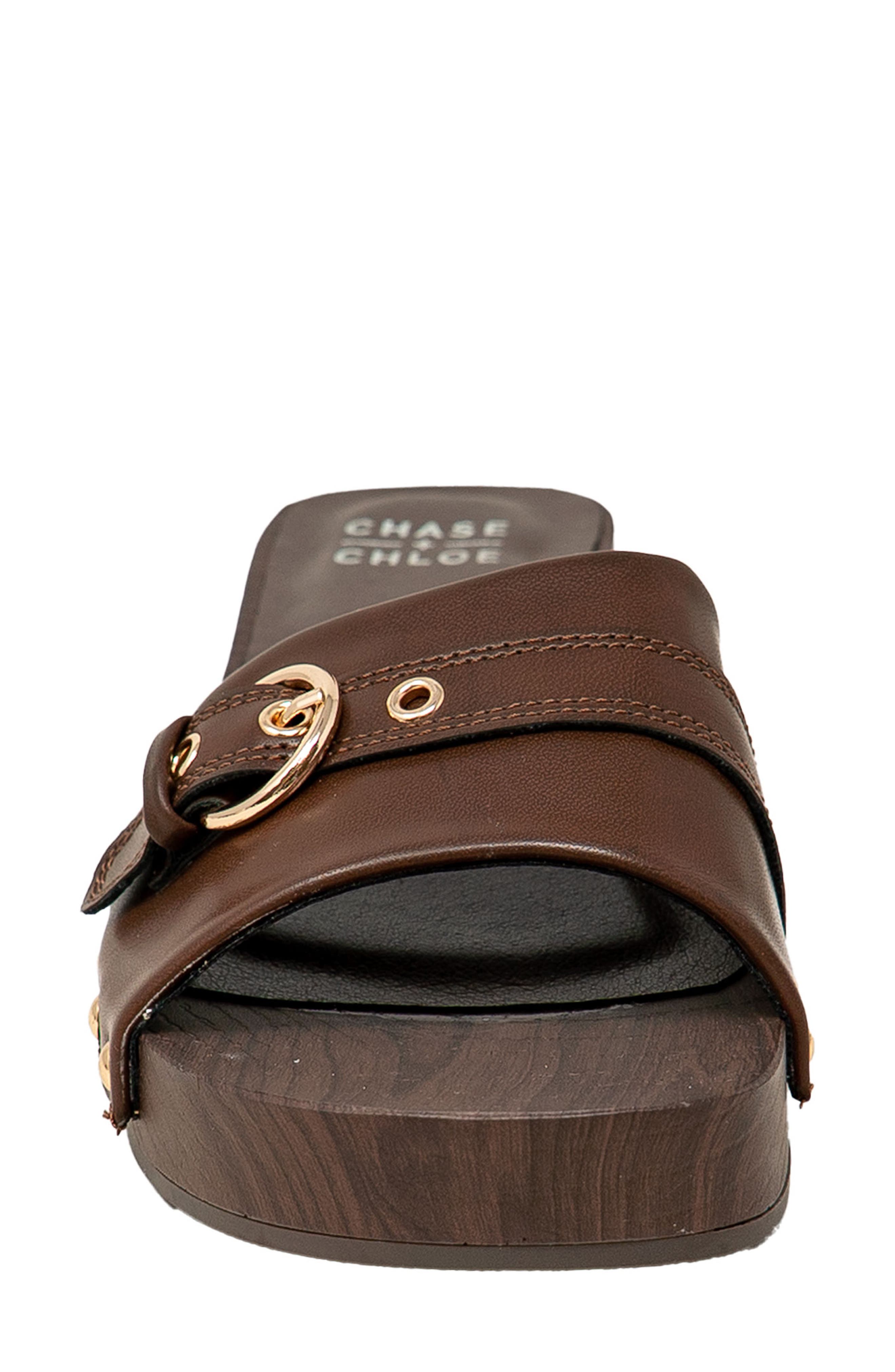 Slide Sandal, Alternate, color, BROWN PU