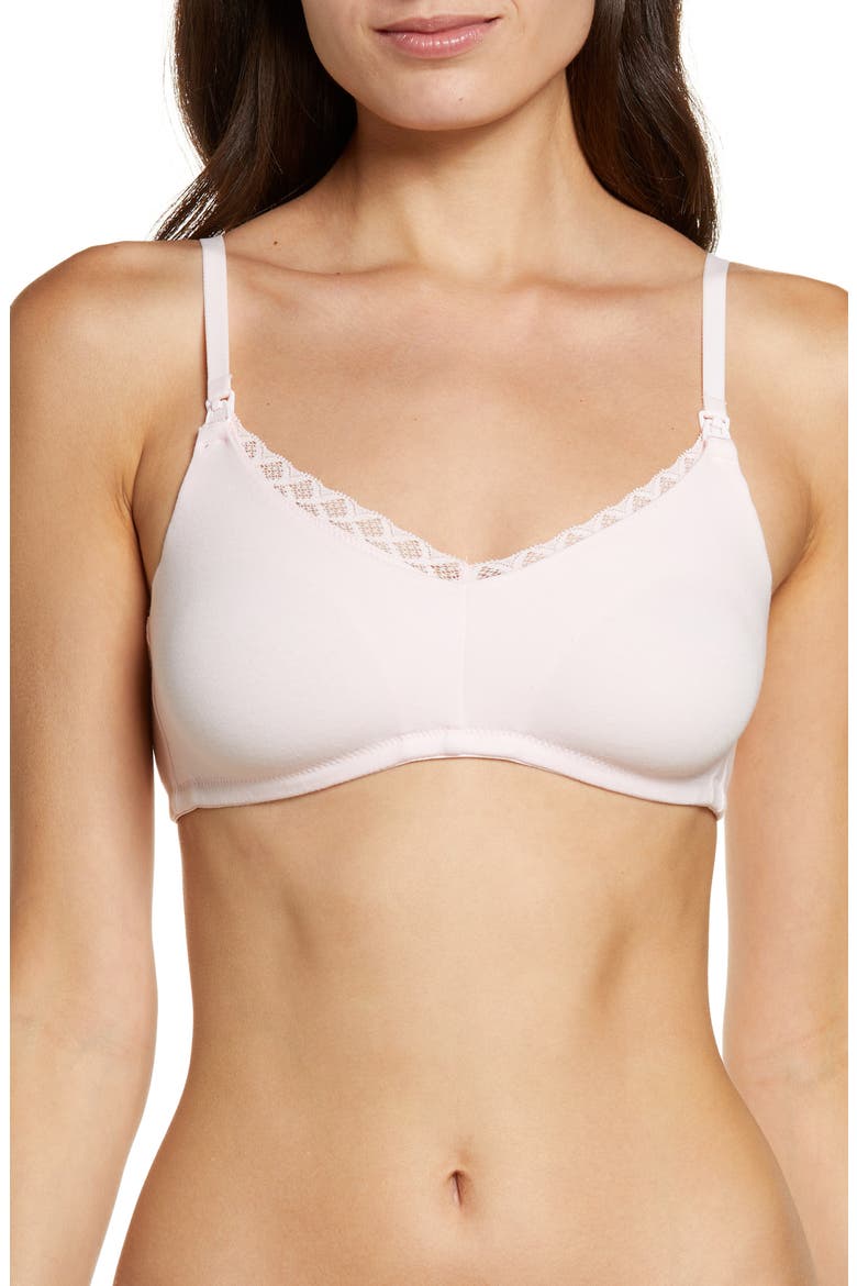 Bliss Wireless Pima Cotton Nursing Bra, Main, color, BLUSH PINK