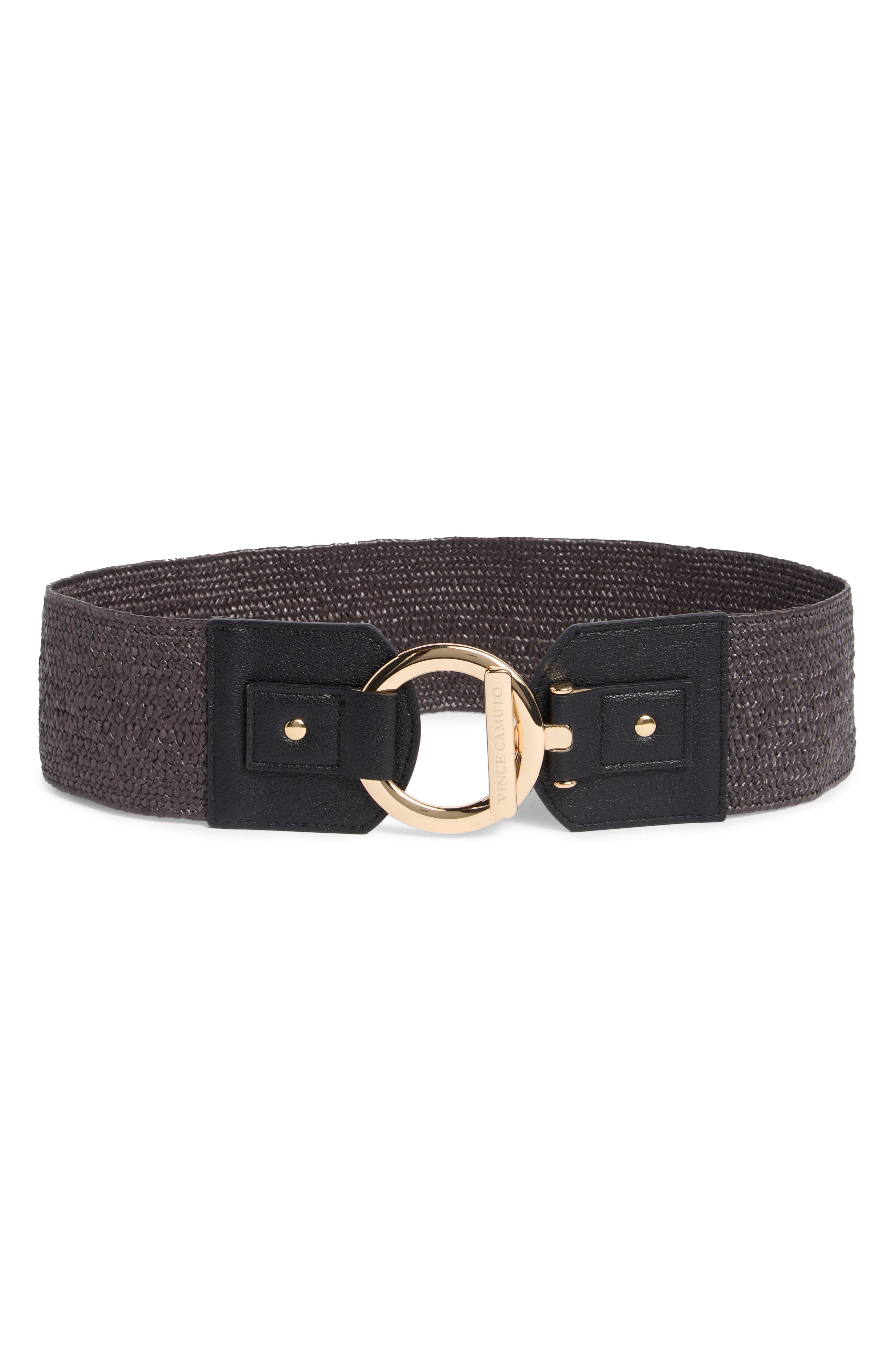 Vince Camuto Toggle Buckle Woven Raffia Belt