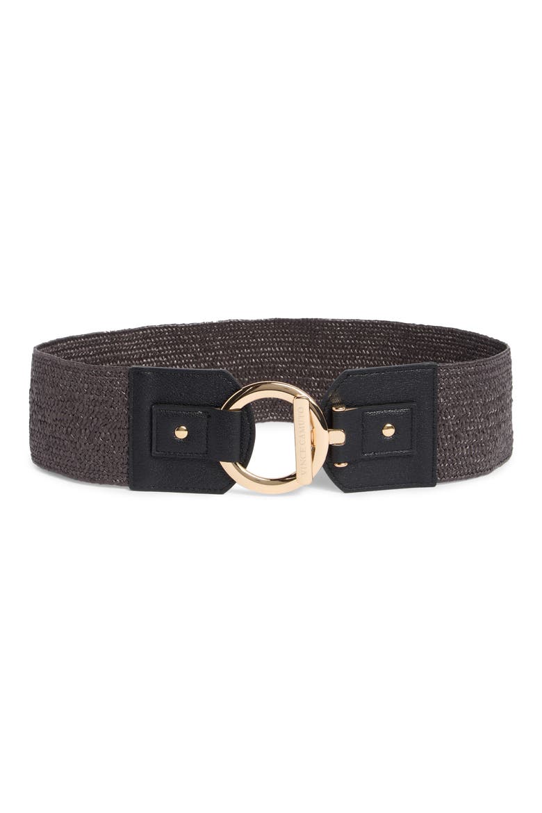 Toggle Buckle Woven Raffia Belt, Main, color, BROWN/BLACK