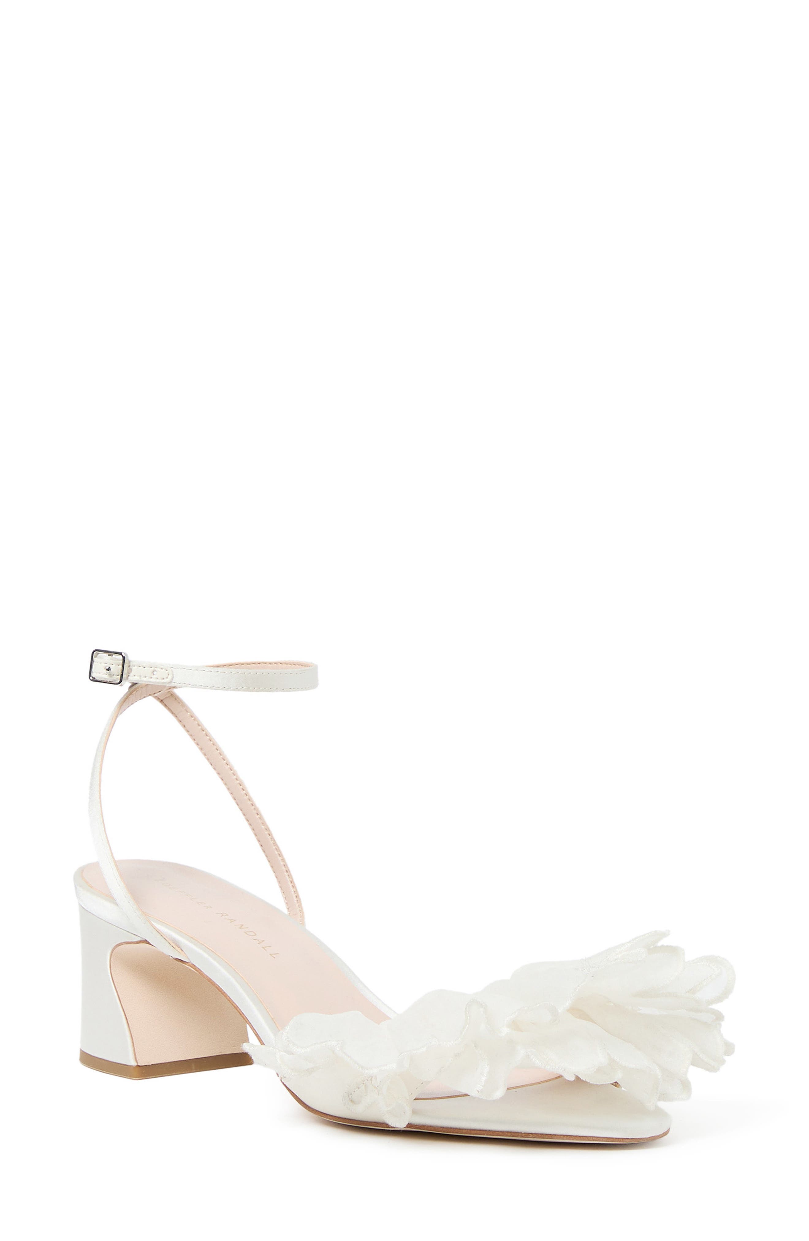 Loeffler Randall Aria Scalloped Ruffle Sandal, Main, color, Pearl