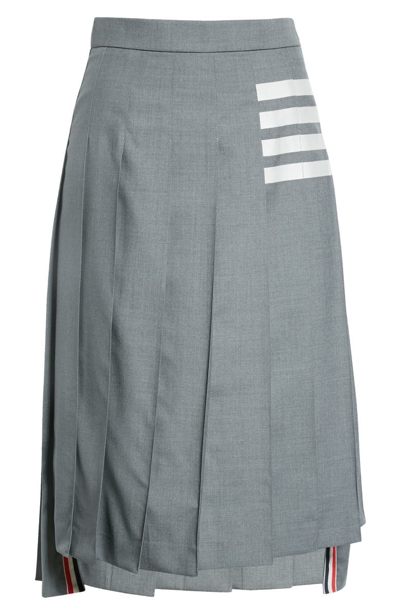 Thom Browne Drop Back Pleated Wool Skirt, Alternate, color, Medium Grey