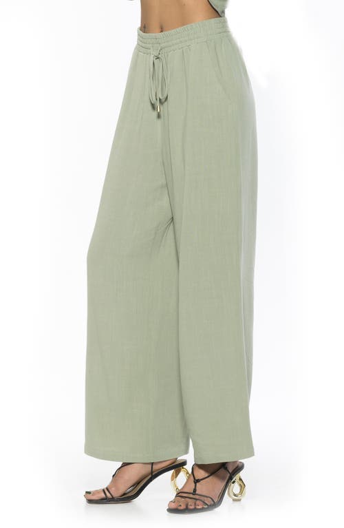 Alexia Admor Xila Linen-blend Wide Leg Pant In Sage